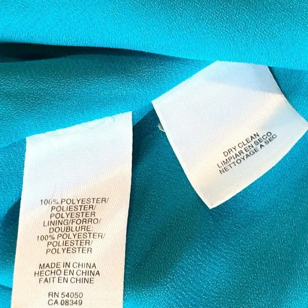 Jones New York Woman's Chiffon Blouse Lined Watercolors Blue/Green 16W